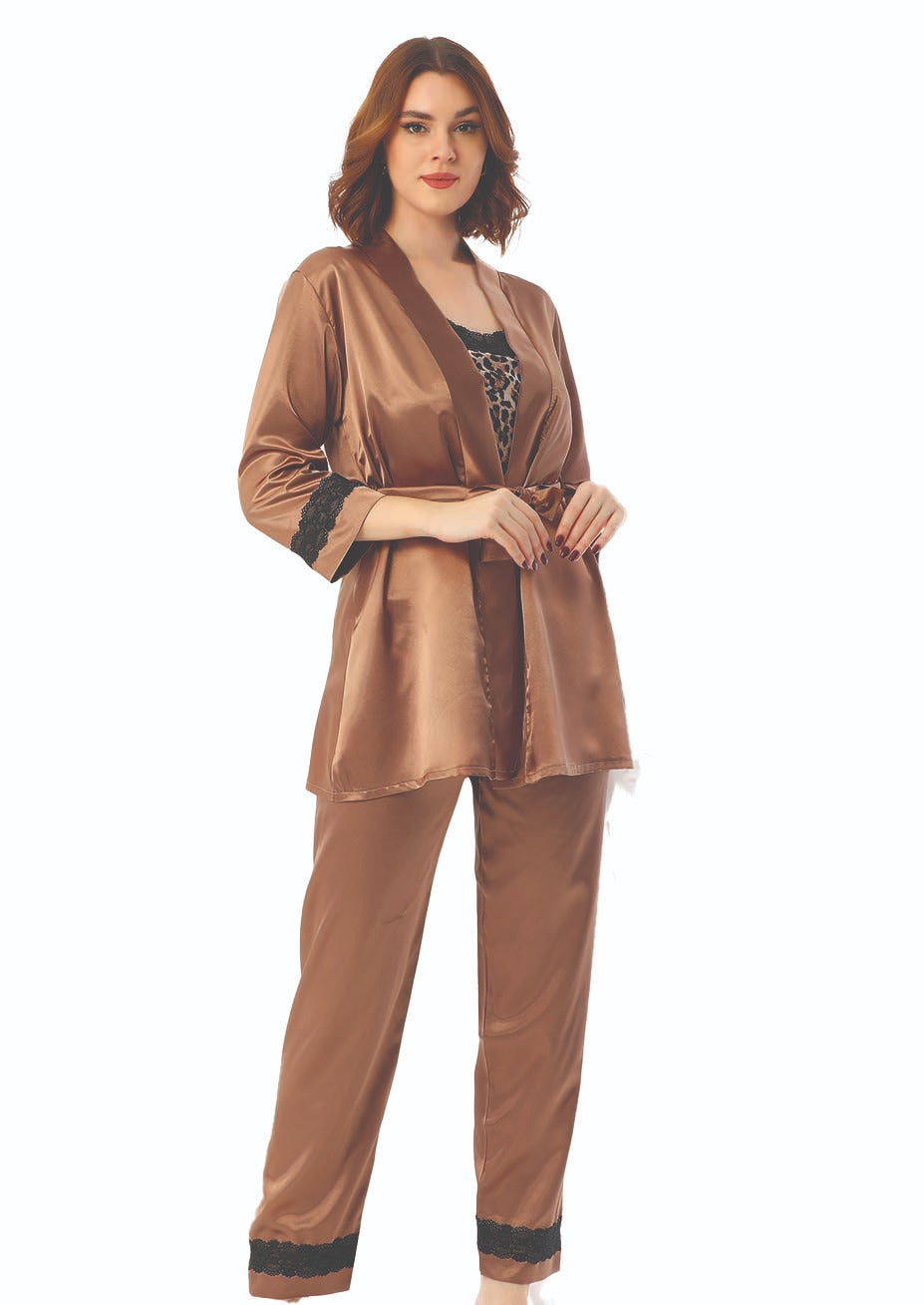 Leopard Three Piece Pajama Set