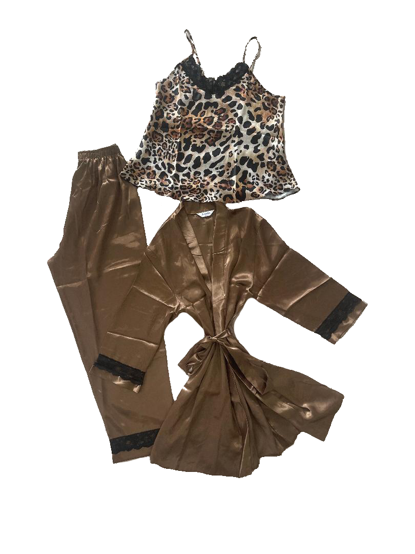 Leopard Three Piece Pajama Set